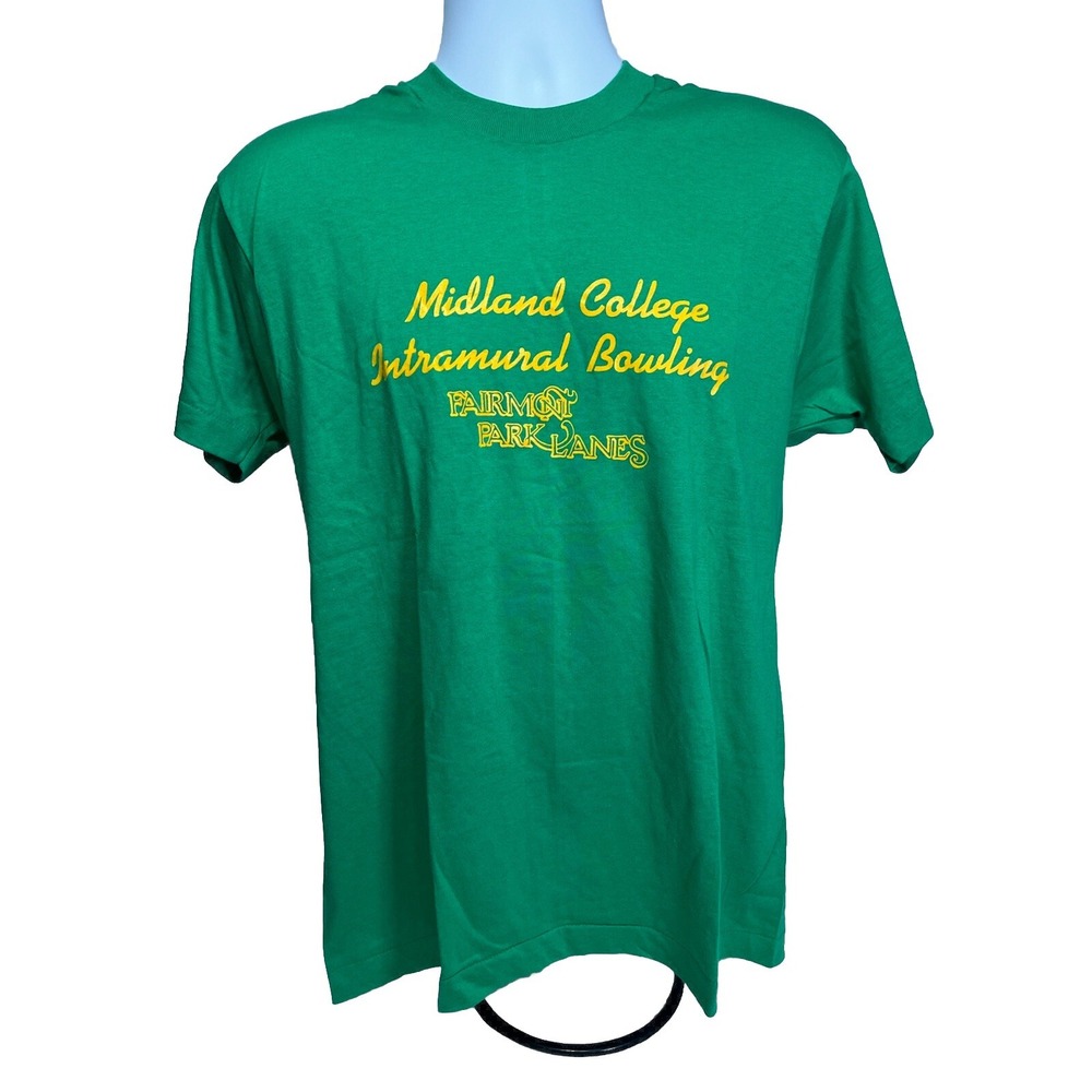 Midland College Bowling Team Vintage 80s T-Shirt Large Screen Star Single Stitch